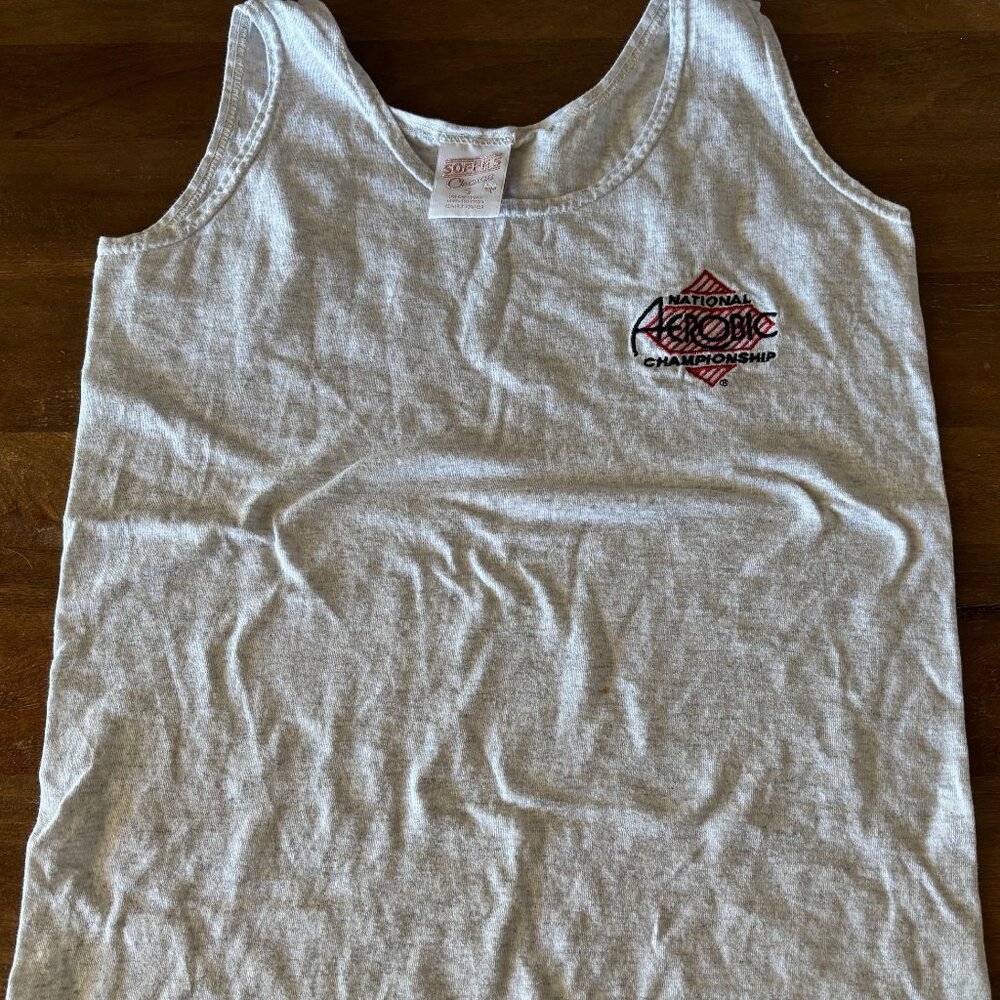 Men's Vintage Soffe's Choice USA National Aerobics Heather‎ Gray Tank Top Small